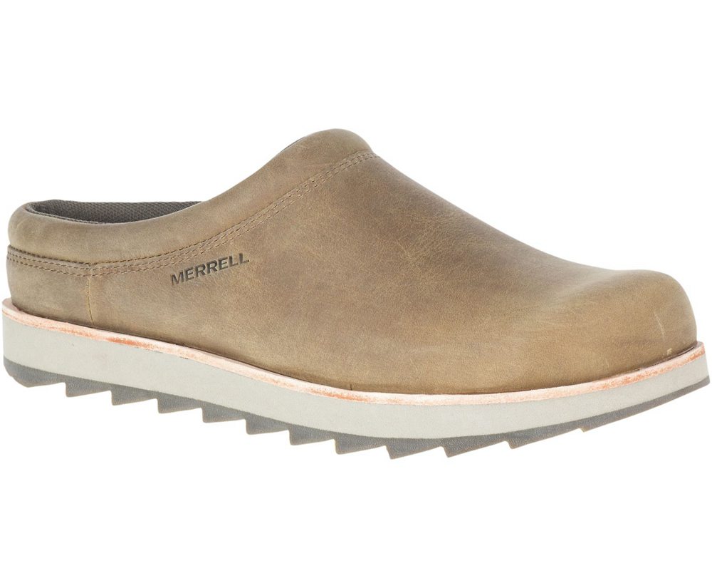 Merrell Slip Ons Brown - Juno Clog Leather - Mens 09XSMHDLZ